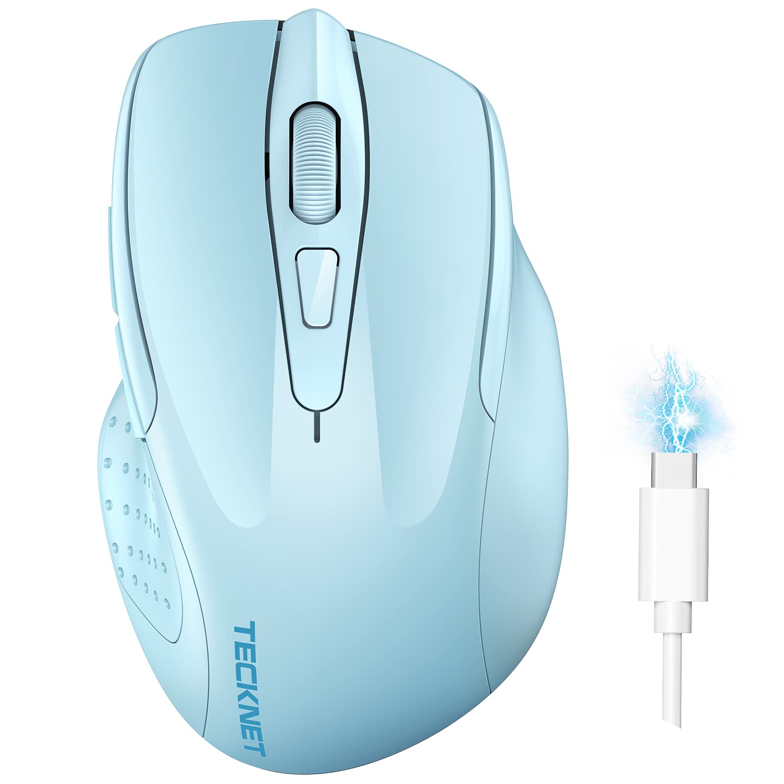 TECKNET Wireless Mouse Rechargeable 4800 DPI Silent Mouse 8 Buttons Bluetooth Mouse