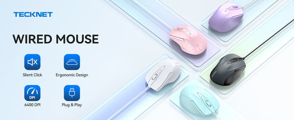 TECKNET Classic 4-level DPI Wired Ergonomic Mouse UM013