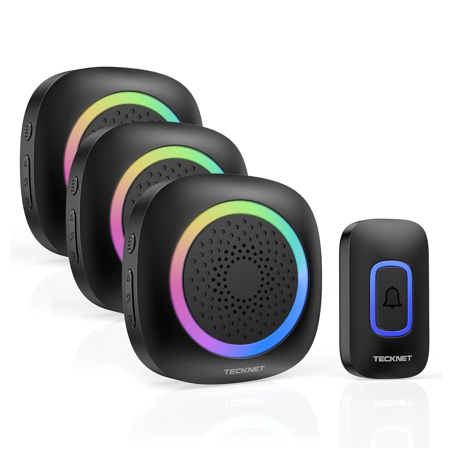 TECKNET Wireless Doorbell with 3 Portable Doorbell with RGB Light