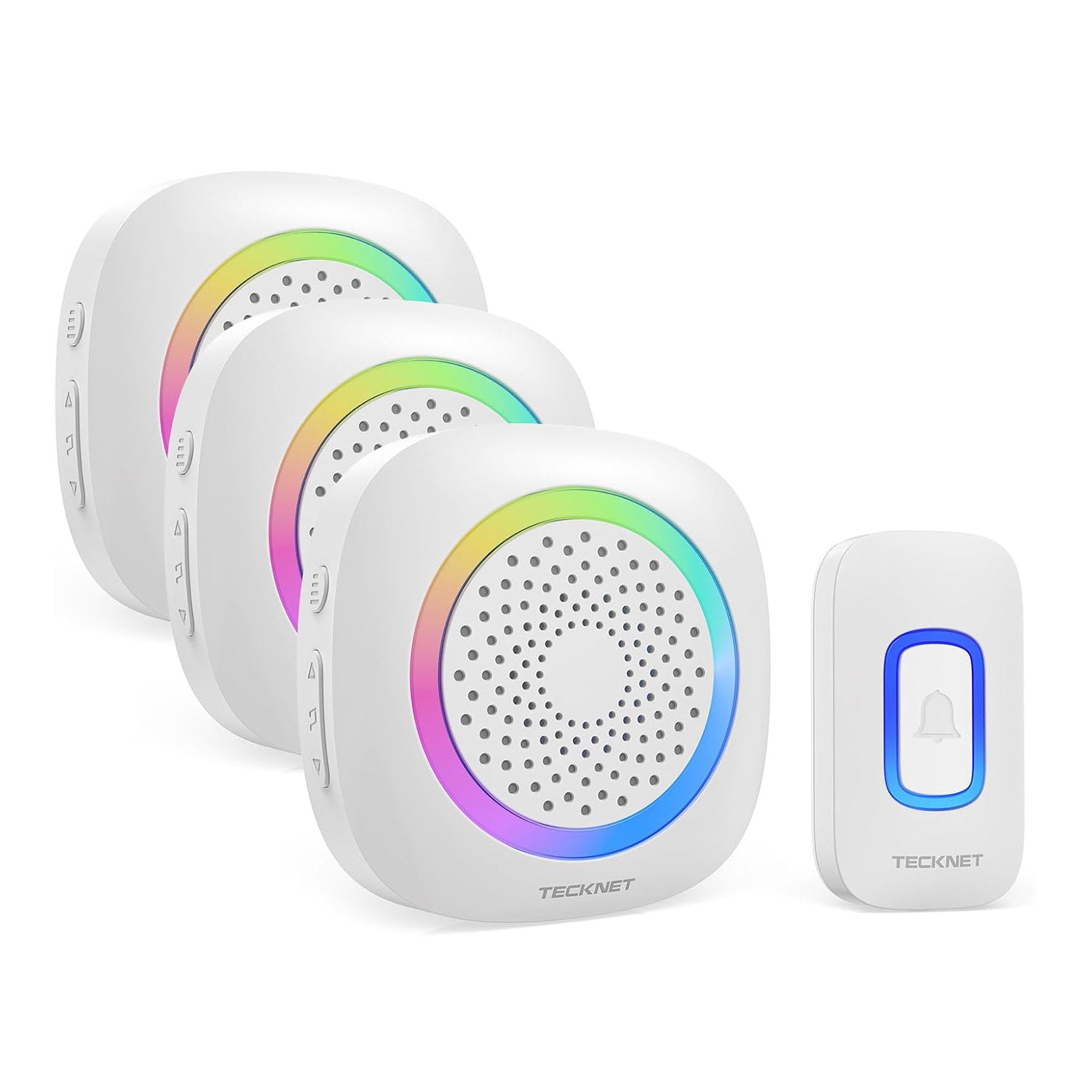 TECKNET Wireless Doorbell with 3 Portable Doorbell with RGB Light