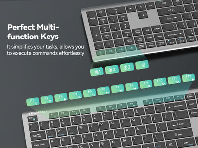 TECKNET Ultra-Slim Multi-Device Rechargeable Wireless Keyboard KB005