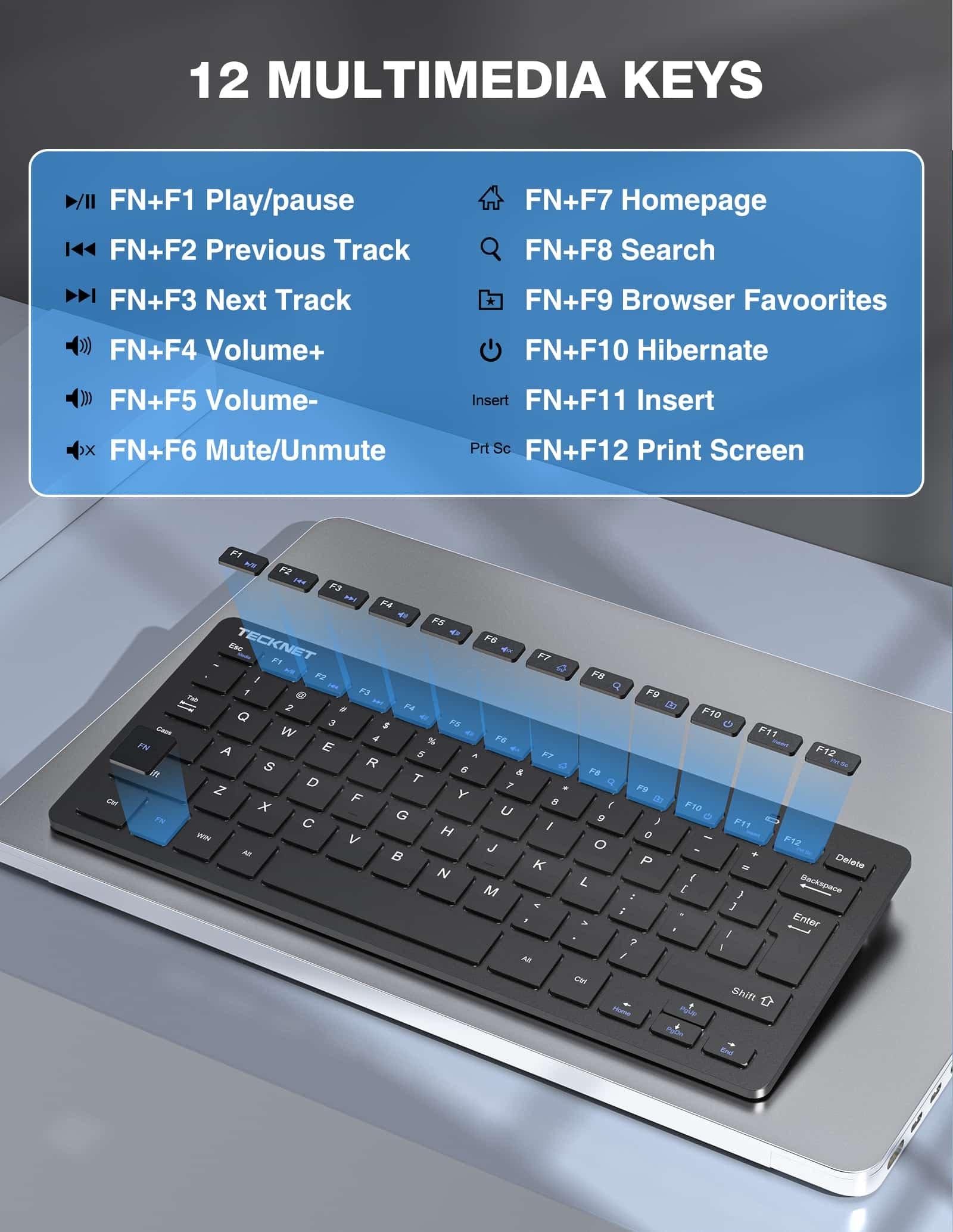 TECKNET Mini Wireless Keyboard and Mouse Combo 2.4GHz