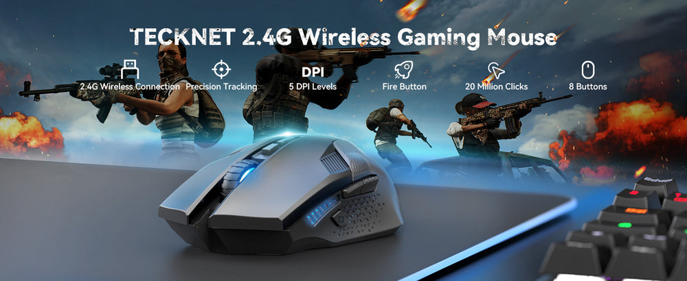 TECKNET Wireless Gaming Mouse, 2.4 Ghz Ergonomic PC Gaming Cordless ...