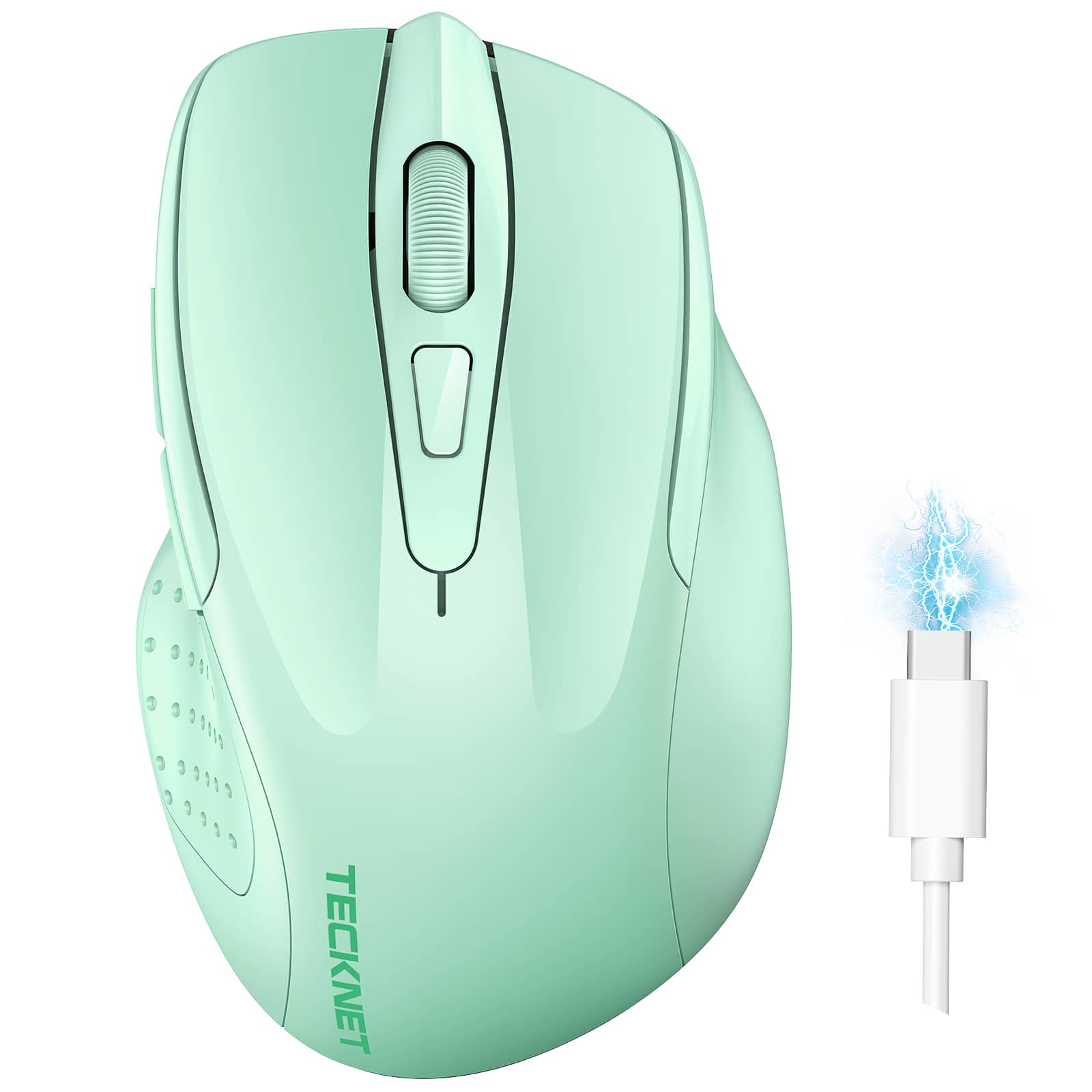Computer Mouse Tecknet TECKNET Wireless Mouse Rechargeable 4800 DPI Silent Mouse 8 Buttons Bl