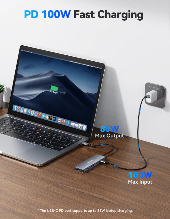 TECKNET USB C Hub 4K@60Hz, 5-in-1 USBC to HDMI Adapter with 100W Power Delivery，TK-DS003