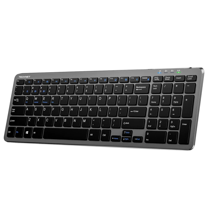 TECKNET Rechargeable Bluetooth Slim Wireless Keyboards - USB+BT Compact Keyboard with Number Pad,TK-KB041