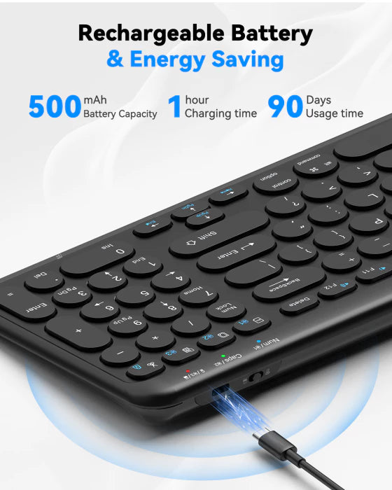 TECKNET Wireless Keyboard Bluetooth & 2.4G USB, Up to 4-Device Connection,TK-KB020