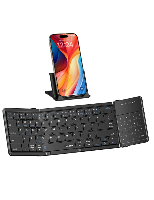 TECKNET Foldable Bluetooth Keyboard, Touchpad & Numpad，TK-KB035