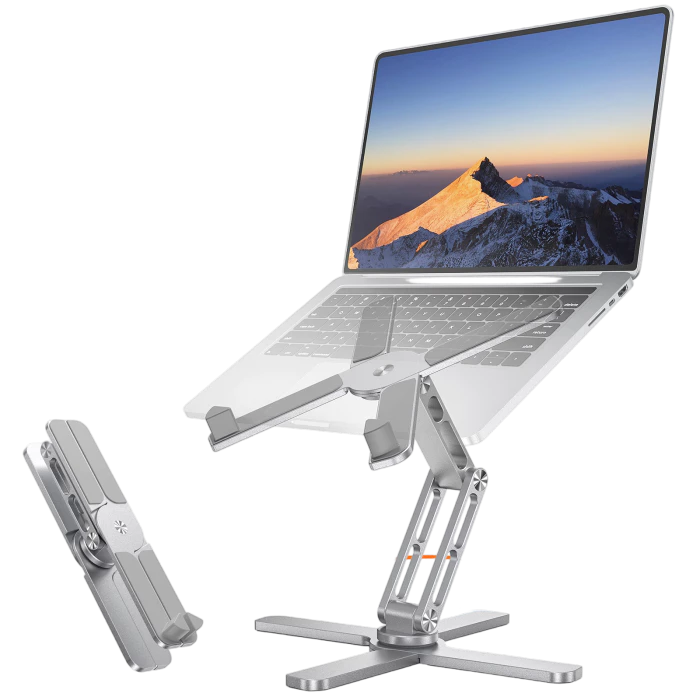 TECKNET Laptop Stand, 360° Rotating Base, Adjustable Height & Angle,100% Aluminium,TK-LS005