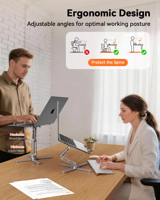TECKNET Laptop Stand, 360° Rotating Base, Adjustable Height & Angle,100% Aluminium,TK-LS005