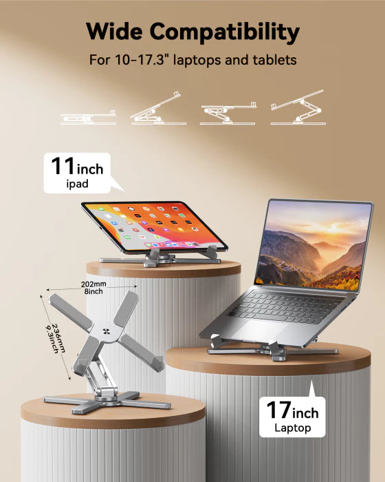 TECKNET Laptop Stand, 360° Rotating Base, Adjustable Height & Angle,100% Aluminium,TK-LS005
