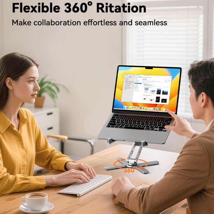 TECKNET Laptop Stand, 360° Rotating Base, Adjustable Height & Angle,100% Aluminium,TK-LS005