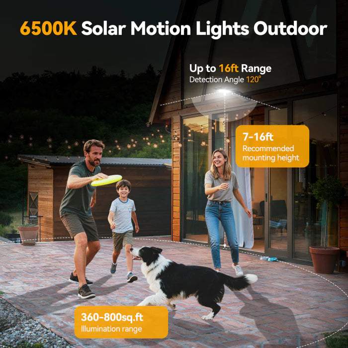 TECKNET Solar Street Lights Outdoor Waterproof - Dusk to Dawn Solar Powered Street Lights IP66, Pole & Wall, with Motion Sensor & Remote