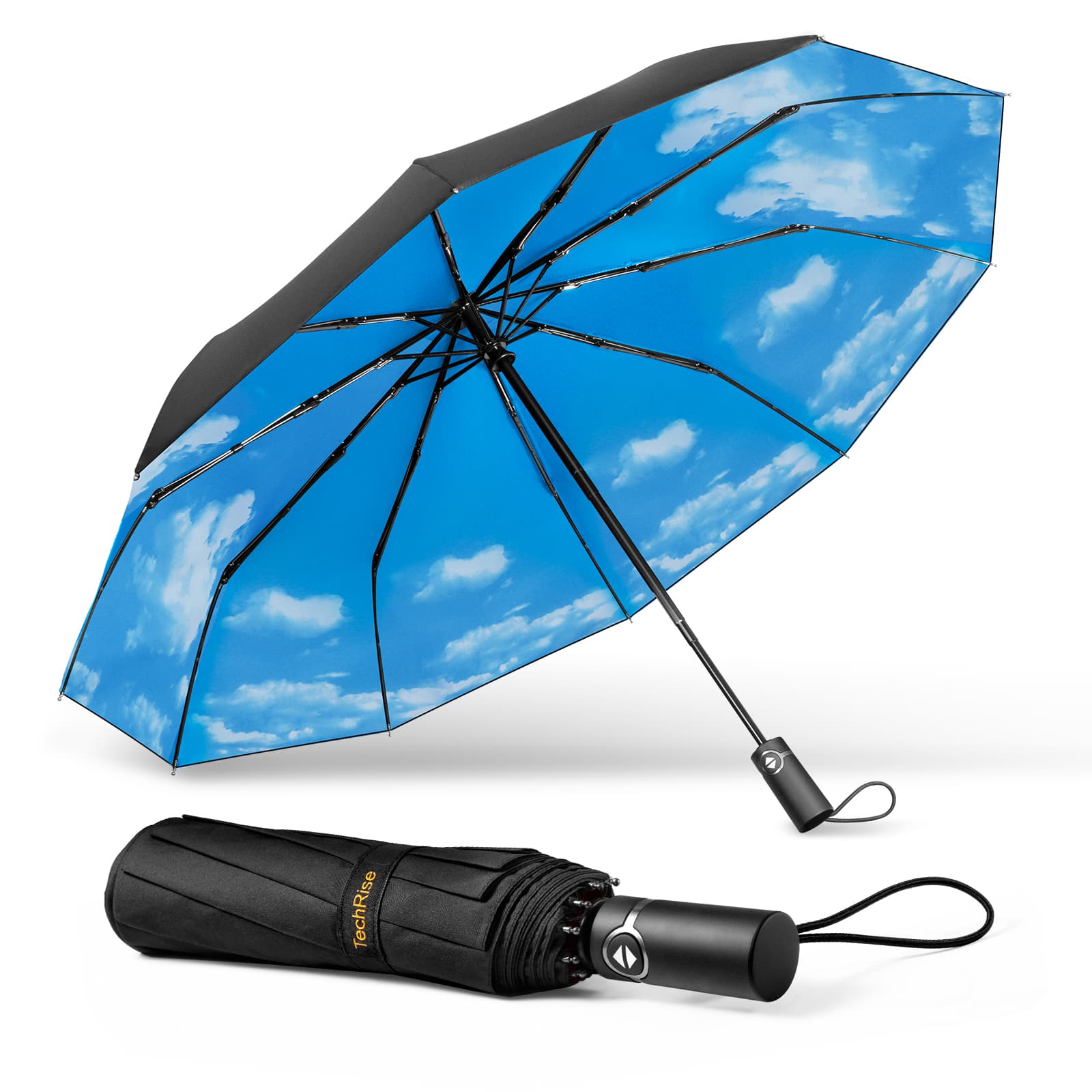 TechRise Windproof Automatic Umbrella with 10 Ribs