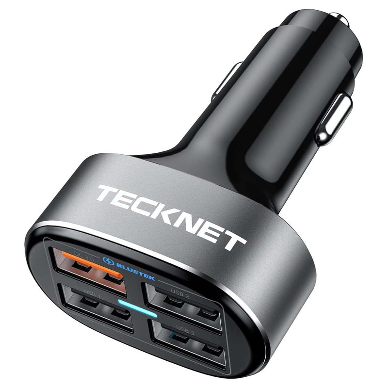 TECKNET USB Car Charger 54W 4-Port USB Car Charger Gray