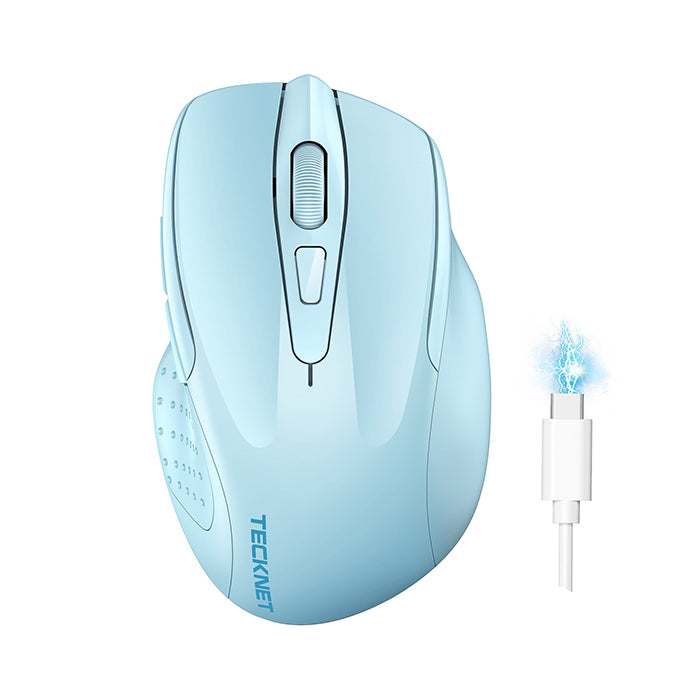 TECKNET Wireless Mouse Rechargeable 4800 DPI Silent Mouse 8 Buttons Bl