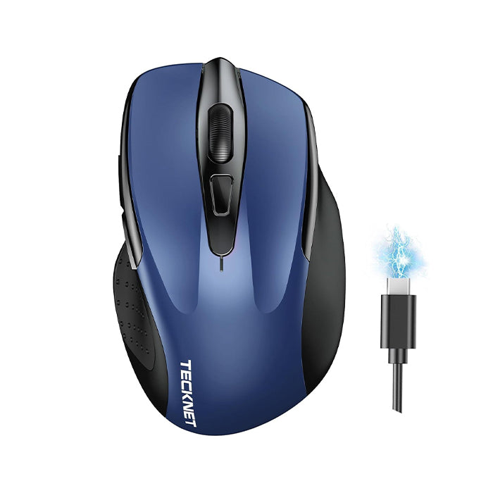 TECKNET Wireless Mouse Rechargeable 4800 DPI Silent Mouse 8 Buttons Bl