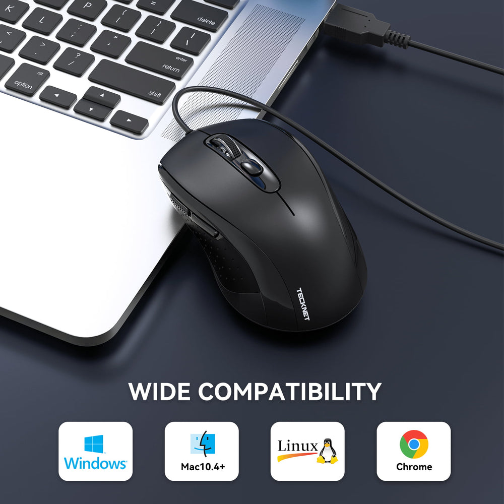 TECKNET Wired Mouse, USB Wired Computer Mouse with 3600DPI