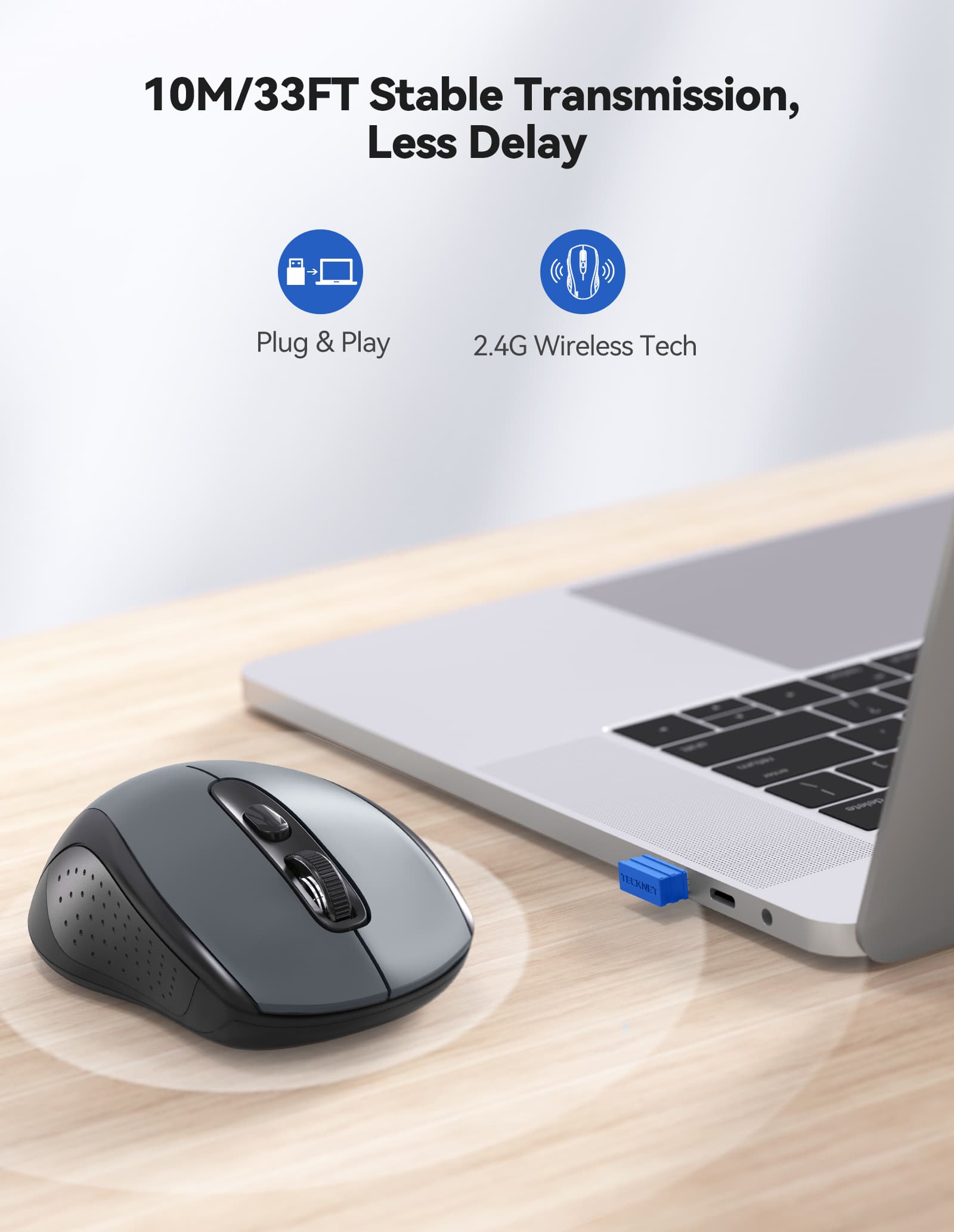 TECKNET 2.4G Wireless Mouse, Silent Mouse