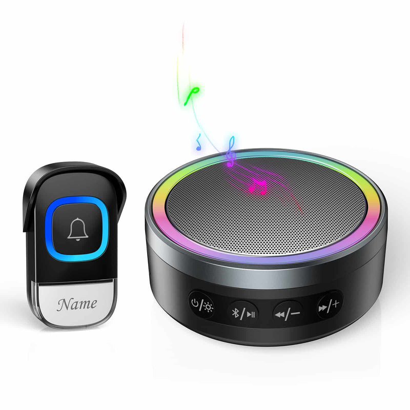 TECKNET Wireless Doorbell with Portable Bluetooth Speaker, RGB Light