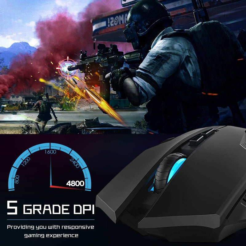 TECKNET Wireless Gaming Mouse, 2.4 Ghz Ergonomic PC Gaming Cordless Mouse 4800 DPI