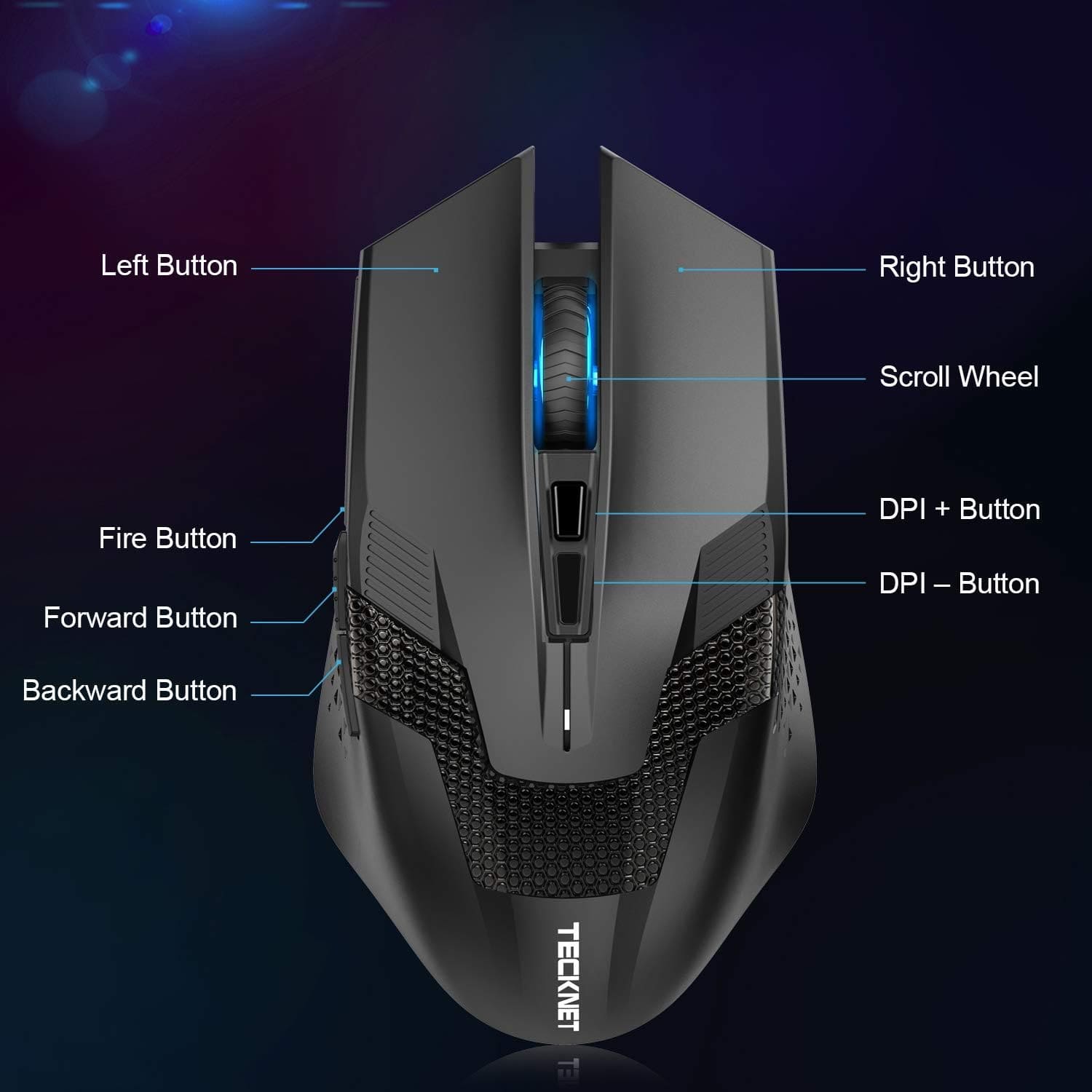 TECKNET Ergonomic Wireless 4800 DPI Gaming Mouse