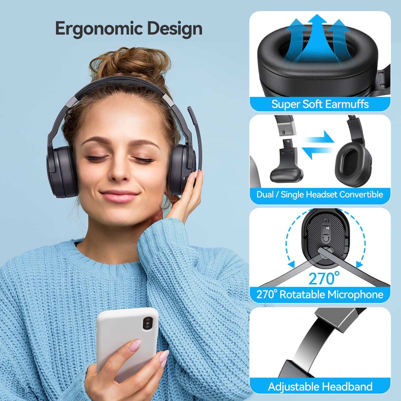 Wireless Bluetooth Headset 3 EQ USB Dongle