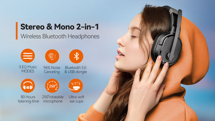TECKNET Wireless Bluetooth Headset 3 EQ USB Dongle TK-HS005