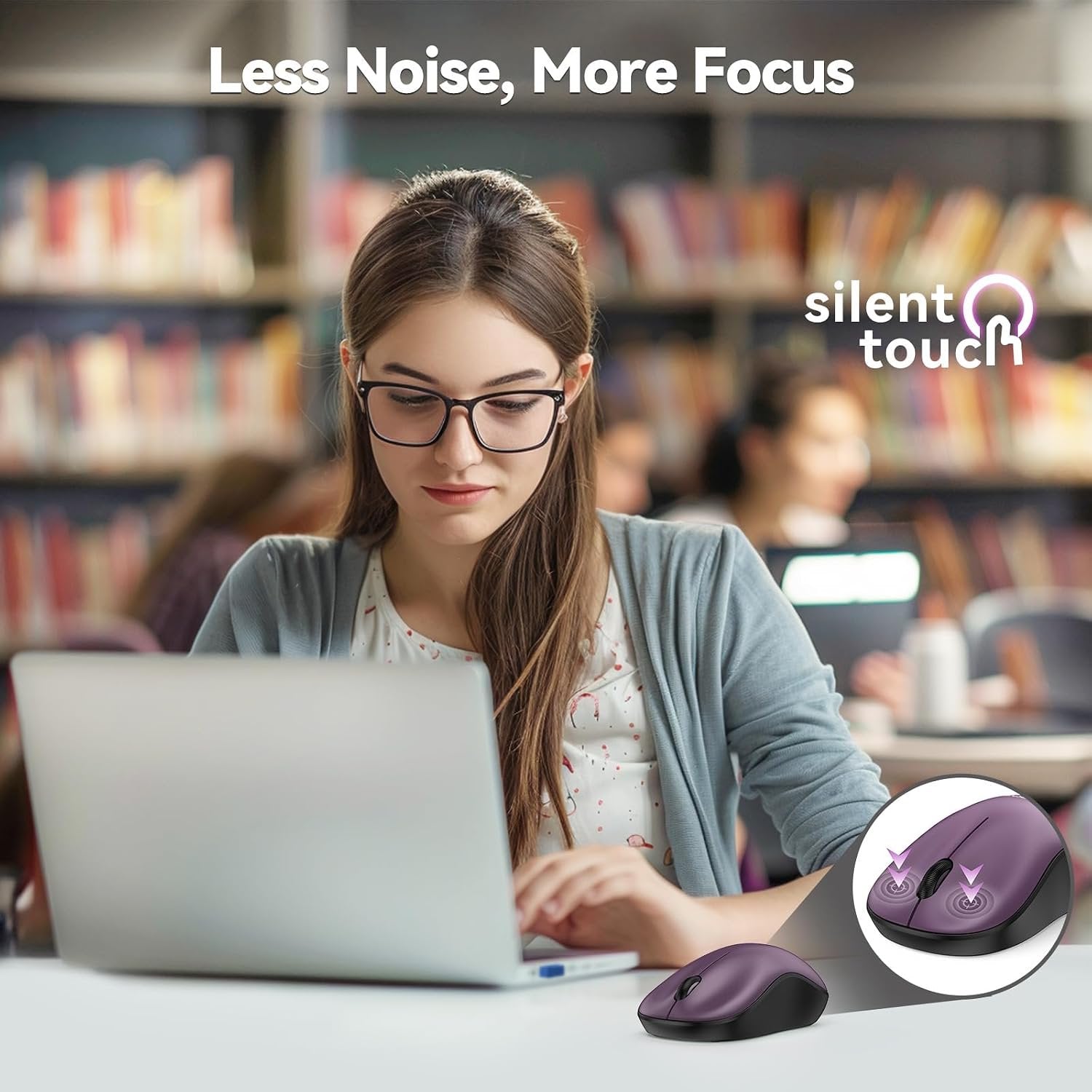 Wireless Mouse for Laptop, 2.4G Silent Mouse Quiet Click, Small Portable Computer Mouse, 5 DPI Levels, Cordless Mice for PC, Chromebook, Mac