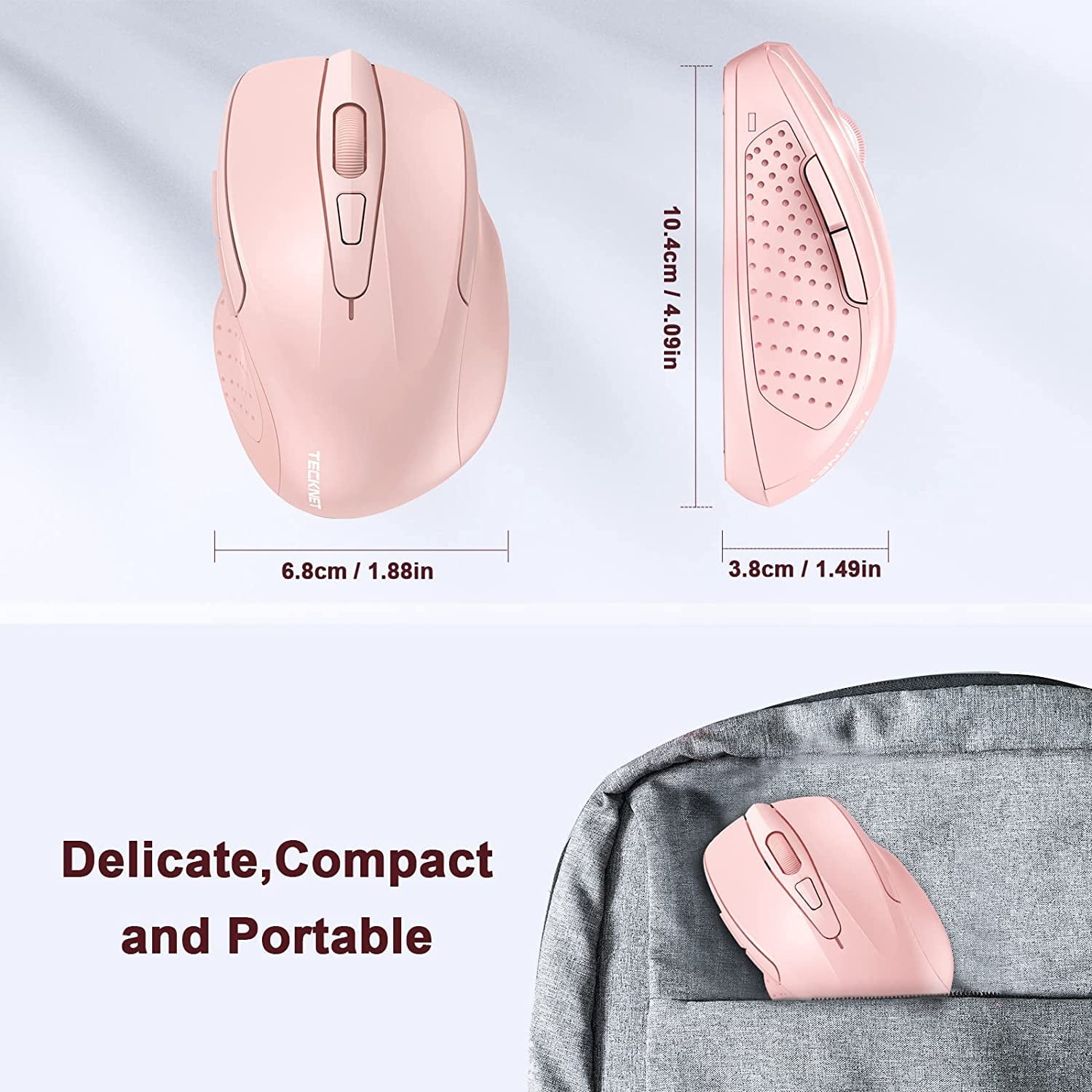 TECKNET BASICS Wireless Mouse,2.4GHz with USB Receiver,Computer Mouse for Laptop,PC,Computer,Chromebook,Notebook,2600 DPI,5 Adjustment Levels