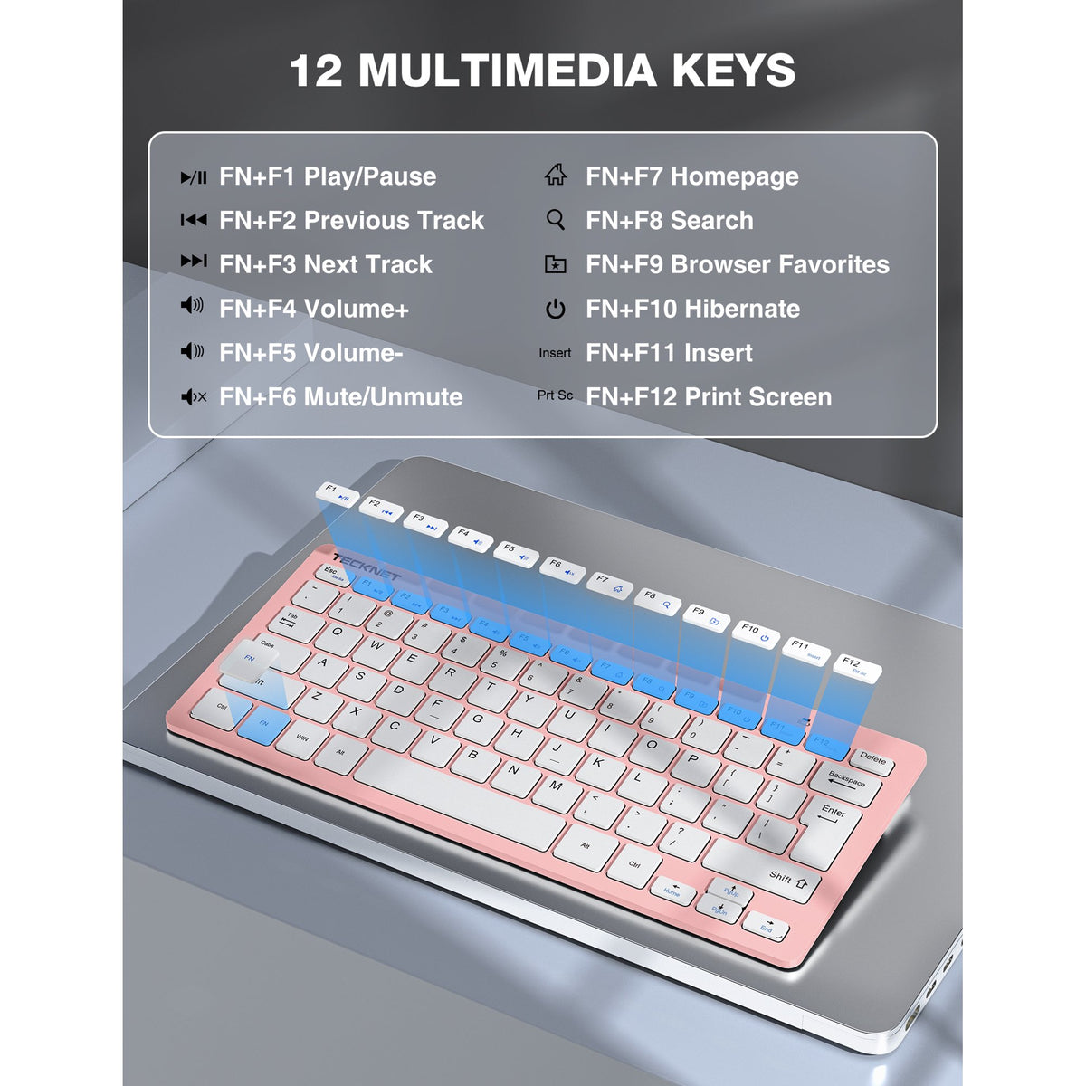 TECKNET Wireless Keyboard & Mouse Combo, 2.4GHz Mini Cordless Set, Silent Adjustable 1600 DPI, Quiet Click, Lag-Free for PC/Laptop/Mac/Chrome OS
