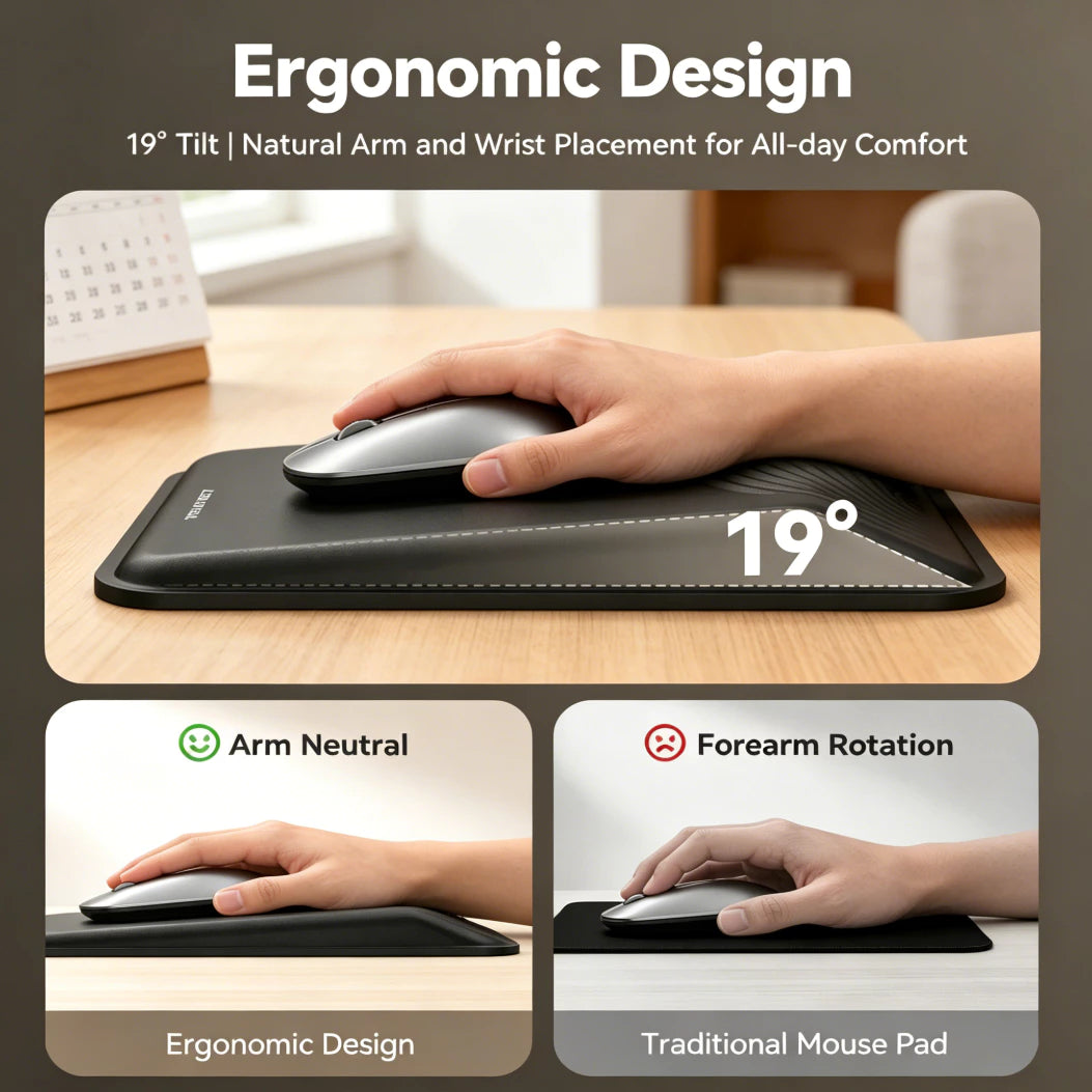TECKNET Memory Foam Ergonomic Mouse Pad，MGM01143