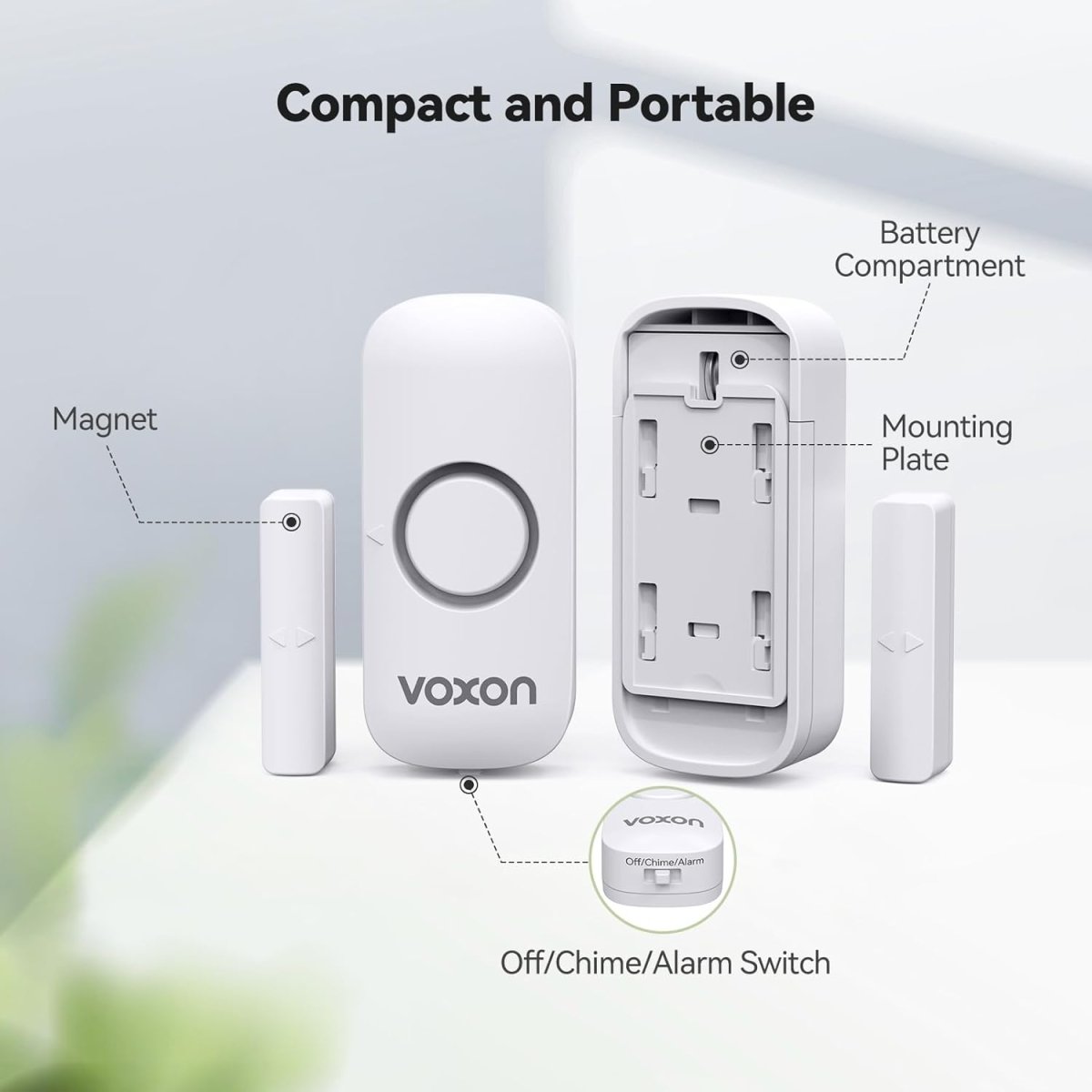 TECKNETDoor Alarms for Kids Safety, VOXON Window Alarm Door Alarm for Home Security Personal Security Window Alarms Sensor Burglar Door Alarm for Pool, Cars, Sheds, Caravans DIY Kit Pack of 2 - [Color/Material] [Main Feature] for [Target Device/Scenario]