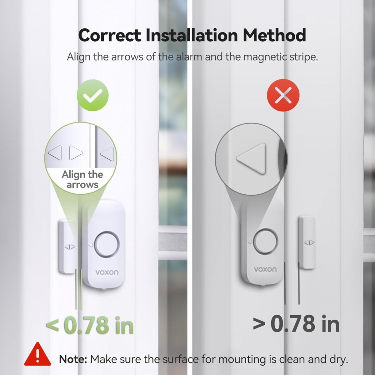 TECKNETDoor Alarms for Kids Safety, VOXON Window Alarm Door Alarm for Home Security Personal Security Window Alarms Sensor Burglar Door Alarm for Pool, Cars, Sheds, Caravans DIY Kit Pack of 2 - [Color/Material] [Main Feature] for [Target Device/Scenario]