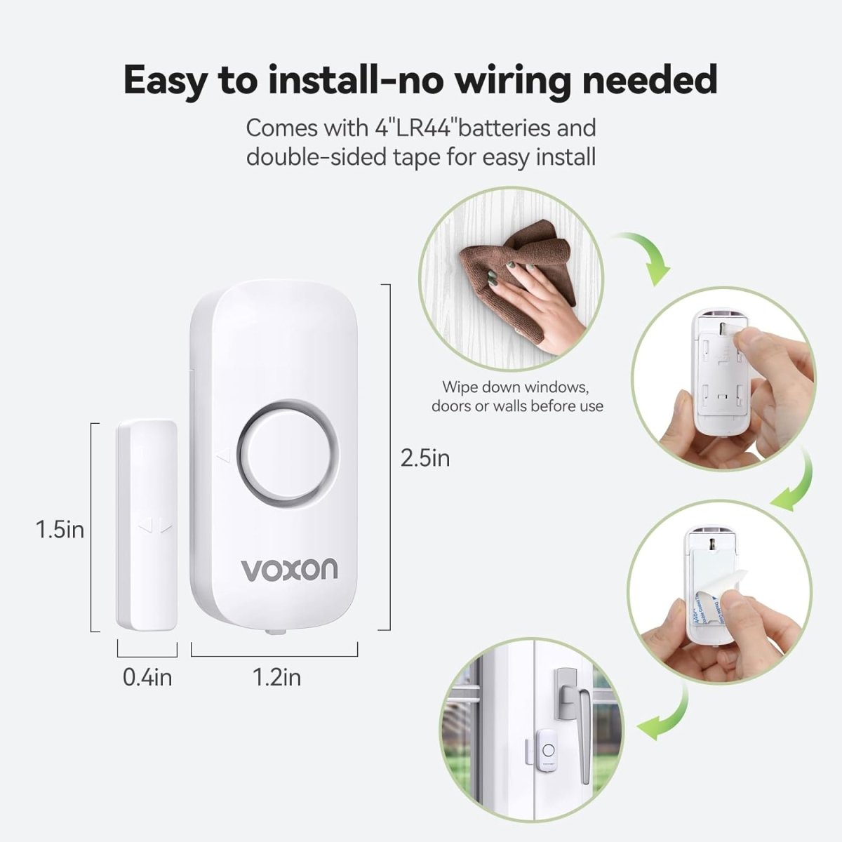 TECKNETDoor Alarms for Kids Safety, VOXON Window Alarm Door Alarm for Home Security Personal Security Window Alarms Sensor Burglar Door Alarm for Pool, Cars, Sheds, Caravans DIY Kit Pack of 2 - [Color/Material] [Main Feature] for [Target Device/Scenario]
