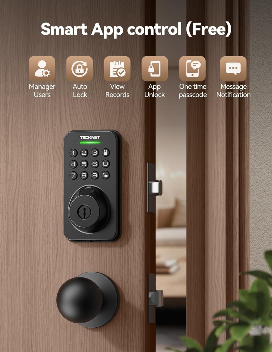 TECKNETFingerprint Keypad Door Lock with Handle - [Color/Material] [Main Feature] for [Target Device/Scenario]