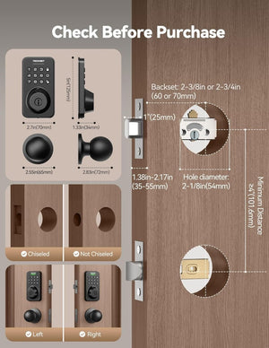 TECKNETFingerprint Keypad Door Lock with Handle - [Color/Material] [Main Feature] for [Target Device/Scenario]