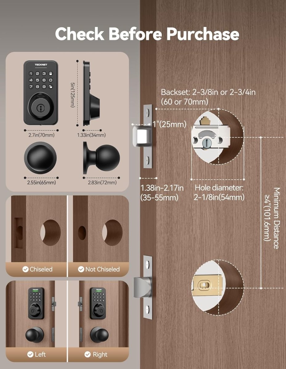 TECKNETFingerprint Keypad Door Lock with Handle - [Color/Material] [Main Feature] for [Target Device/Scenario]