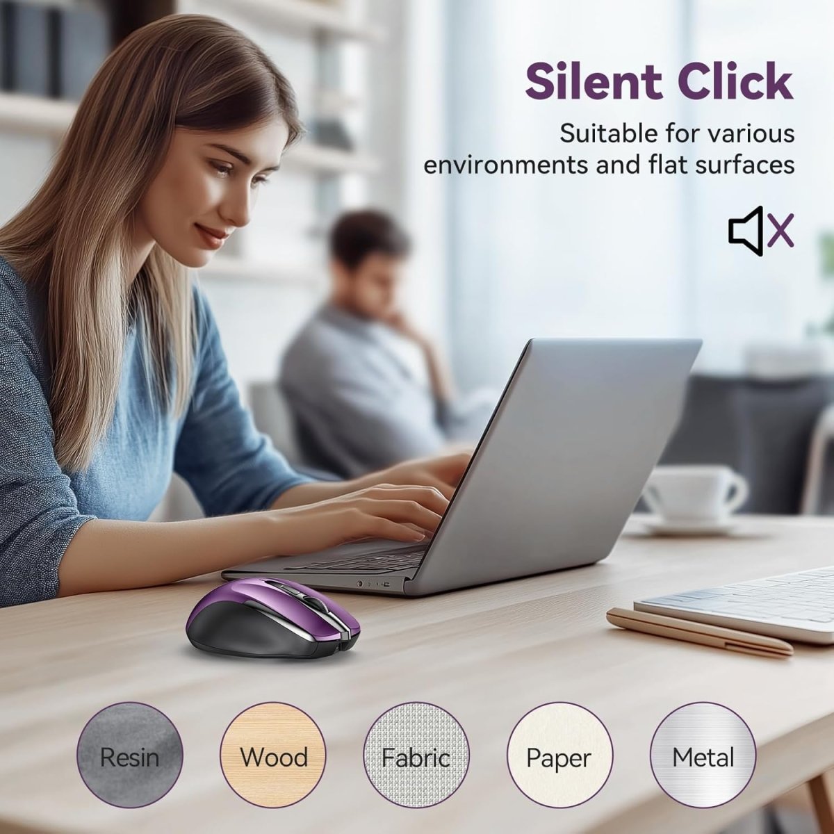 TECKNETRechargeable Wireless Mouse,Bluetooth Mouse(BT5.0/3.0 & 2.4G),Wireless Mouse with USB Receiver,4800 DPI Optical Tracking,6 Adjustable DPI,Ergonomic Grips,6 Buttons - [Color/Material] [Main Feature] for [Target Device/Scenario]
