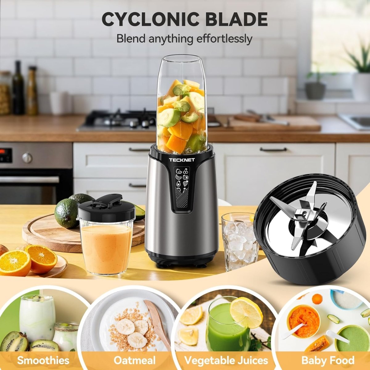 TECKNETTECKNET 1000W Bullet Blender with 2 BPA - Free Cup - [Color/Material] [Main Feature] for [Target Device/Scenario]