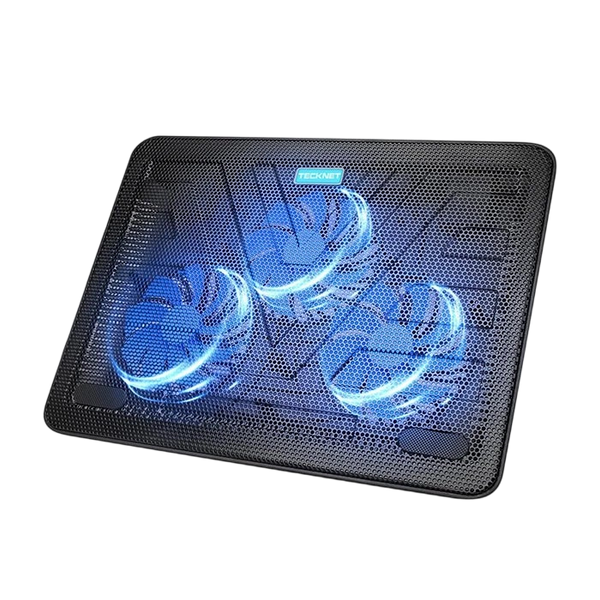 TECKNET Laptop Cooling Pad with 3 Blue LED Fans, Fits 12-17 Inches