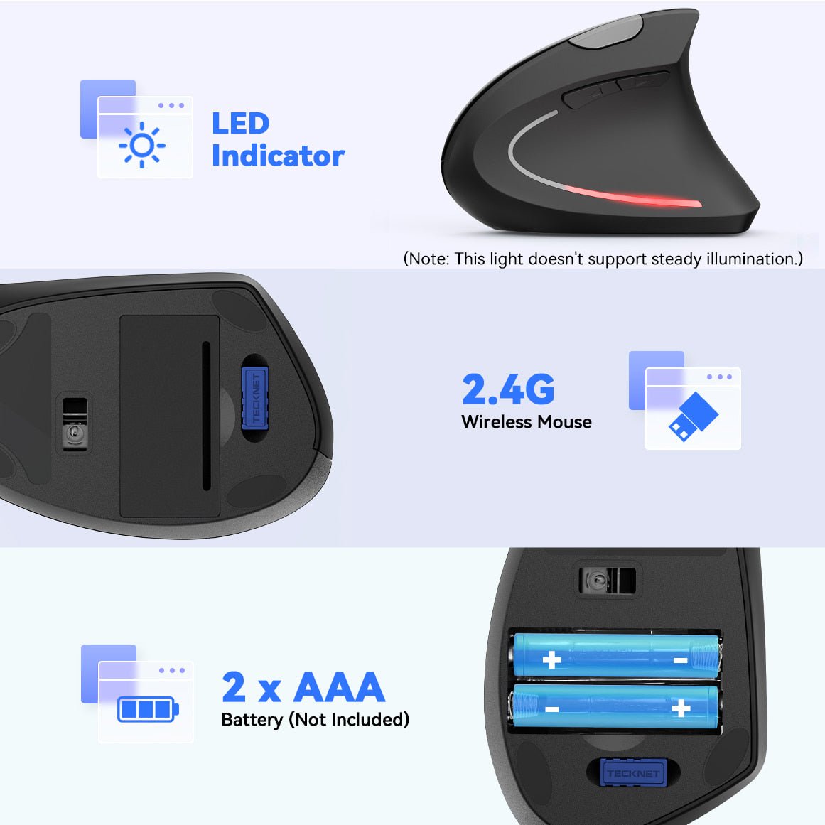 TECKNETTECKNET 2.4G Ergonomic Wireless Mouse With 4800 DPI - [Color/Material] [Main Feature] for [Target Device/Scenario]