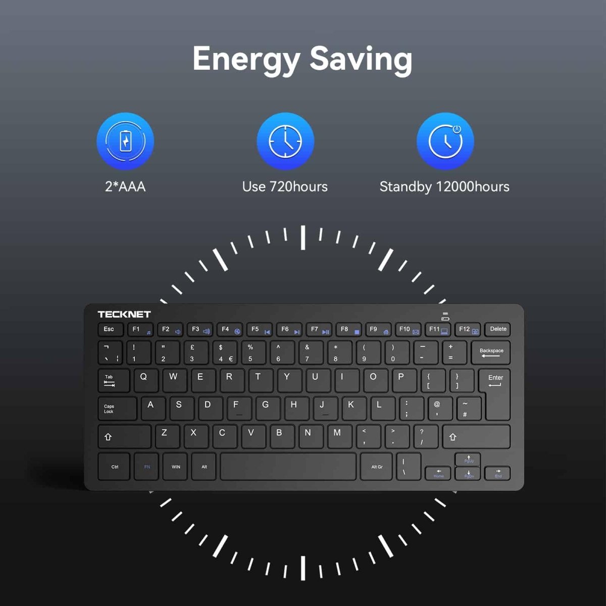 TECKNETTECKNET 2.4G Slim Silent Wireless Keyboard - [Color/Material] [Main Feature] for [Target Device/Scenario]