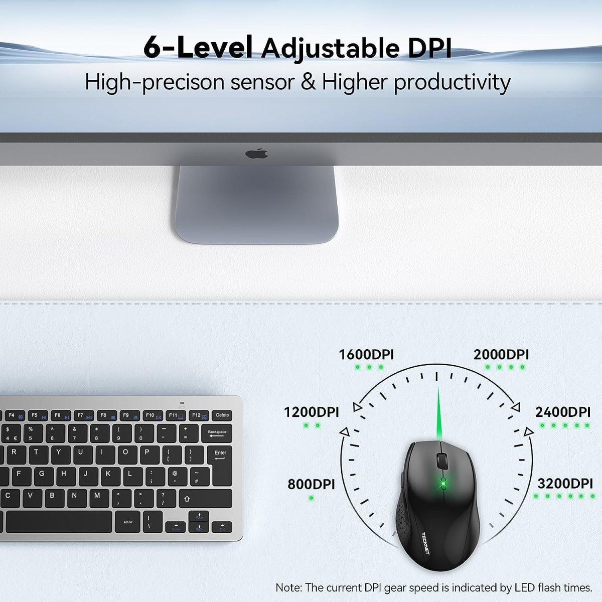 TECKNETTECKNET 2.4G Wireless Mouse 6 - Level 4800 DPI - [Color/Material] [Main Feature] for [Target Device/Scenario]