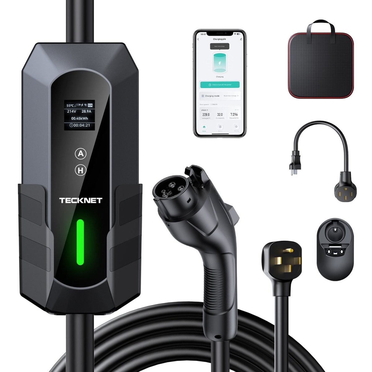 TECKNETTecknet 32A Level 2 Portable EV Charger - [Color/Material] [Main Feature] for [Target Device/Scenario]