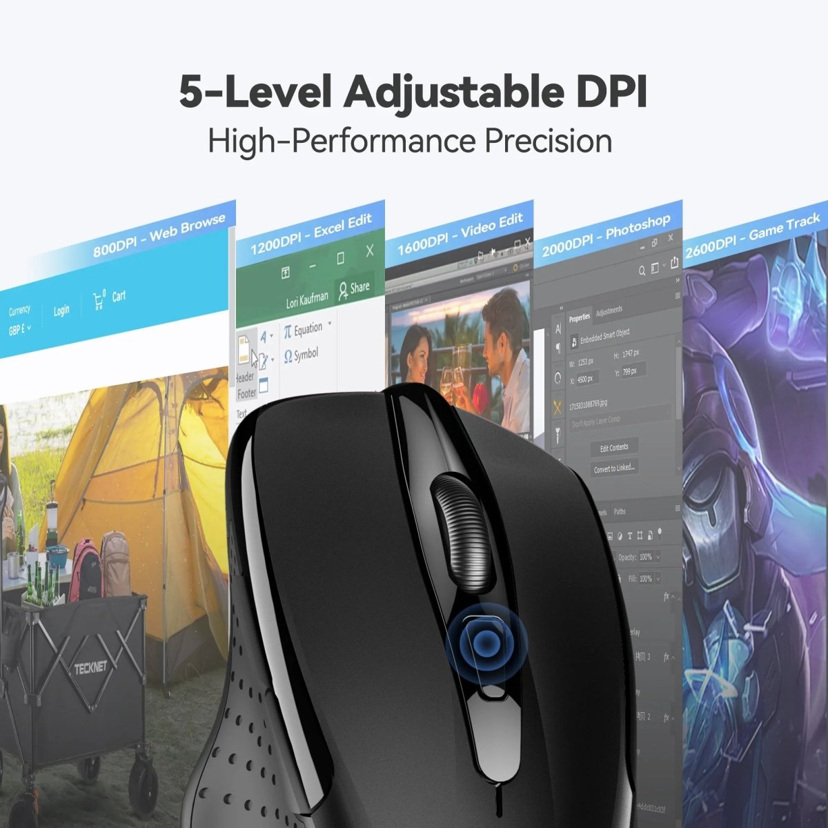 TECKNETTECKNET Battery Powered 2.4G 2600 DPI Wireless Mouse - [Color/Material] [Main Feature] for [Target Device/Scenario]