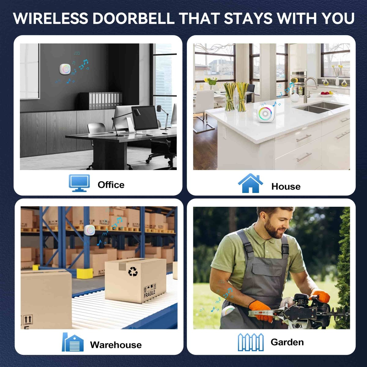 TECKNETTECKNET Battery Powered Wireless Doorbell With RGB Light - [Color/Material] [Main Feature] for [Target Device/Scenario]