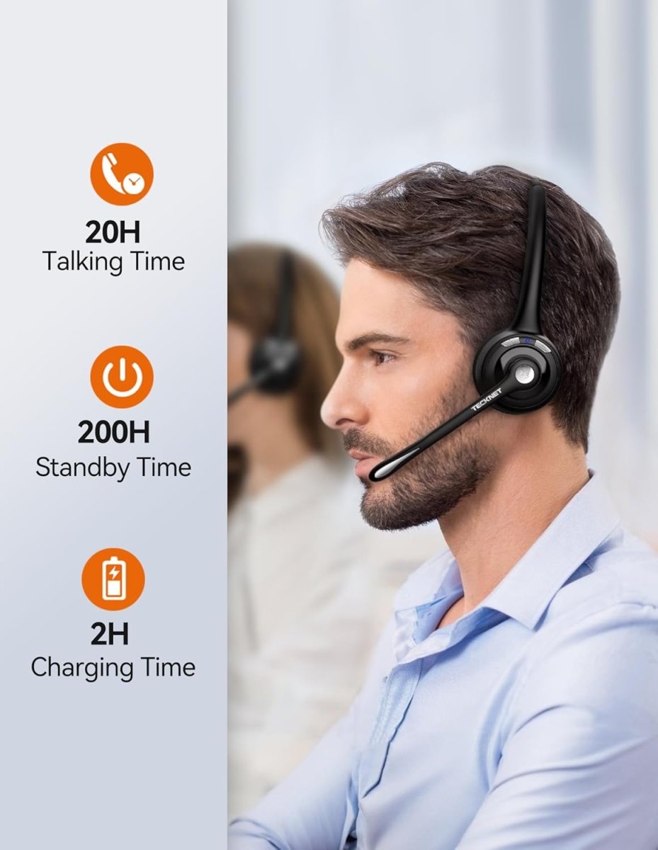 TECKNETTECKNET Bluetooth Headset, Wireless Headset with Noise Canceling Microphone for Trucker, On - Ear Bluetooth Headphone with Mute Mic for Work - [Color/Material] [Main Feature] for [Target Device/Scenario]