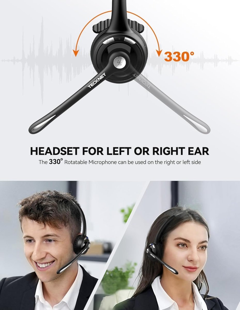 TECKNETTECKNET Bluetooth Headset, Wireless Headset with Noise Canceling Microphone for Trucker, On - Ear Bluetooth Headphone with Mute Mic for Work - [Color/Material] [Main Feature] for [Target Device/Scenario]