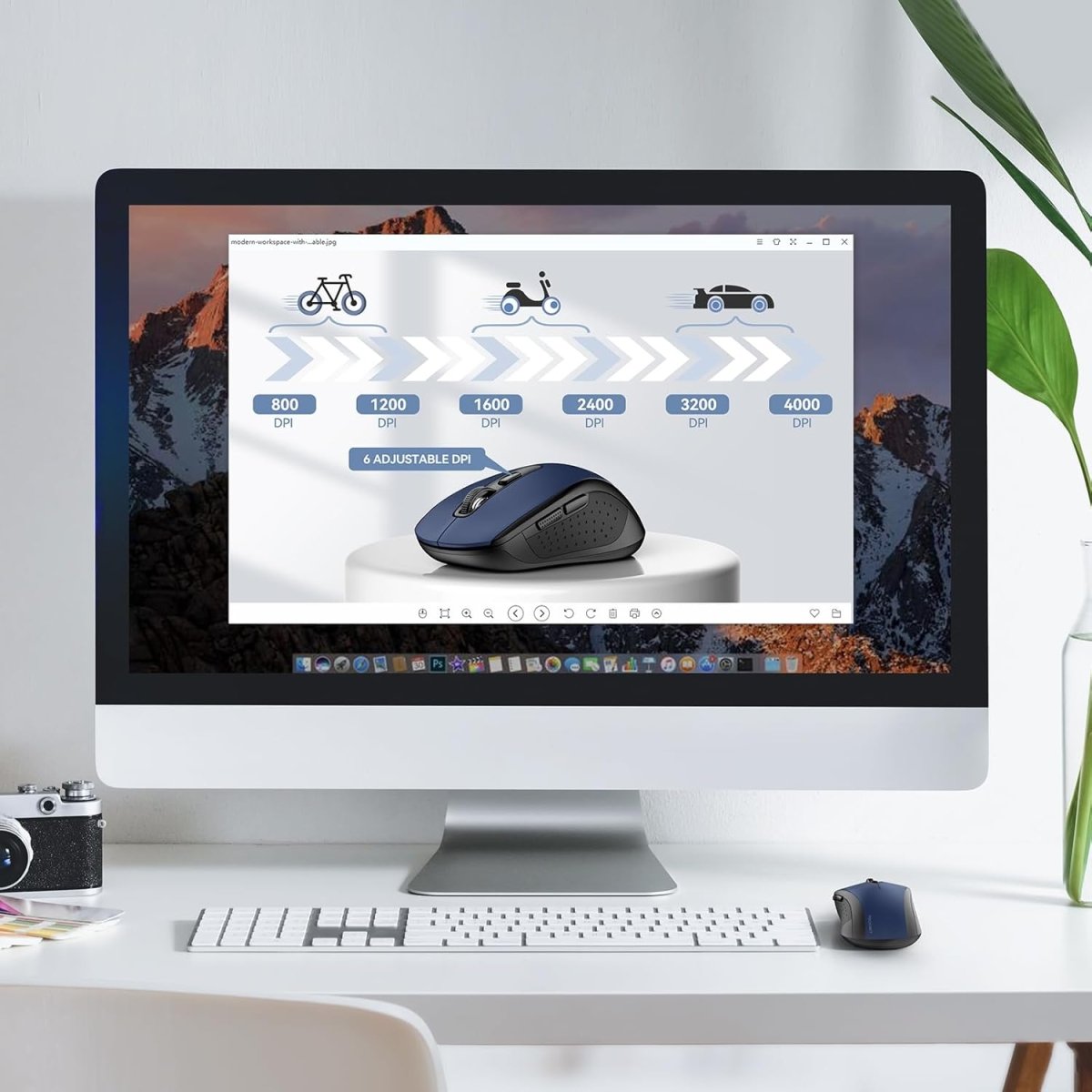 TECKNETTECKNET Bluetooth Mouse, 4000DPI Wireless Mice for Laptop 2 - in - 1(BT 5.0/3.0+2.4Ghz) Computer Mouse with USB Receiver for Mac (USB - A+Bluetooth, Blue) - [Color/Material] [Main Feature] for [Target Device/Scenario]